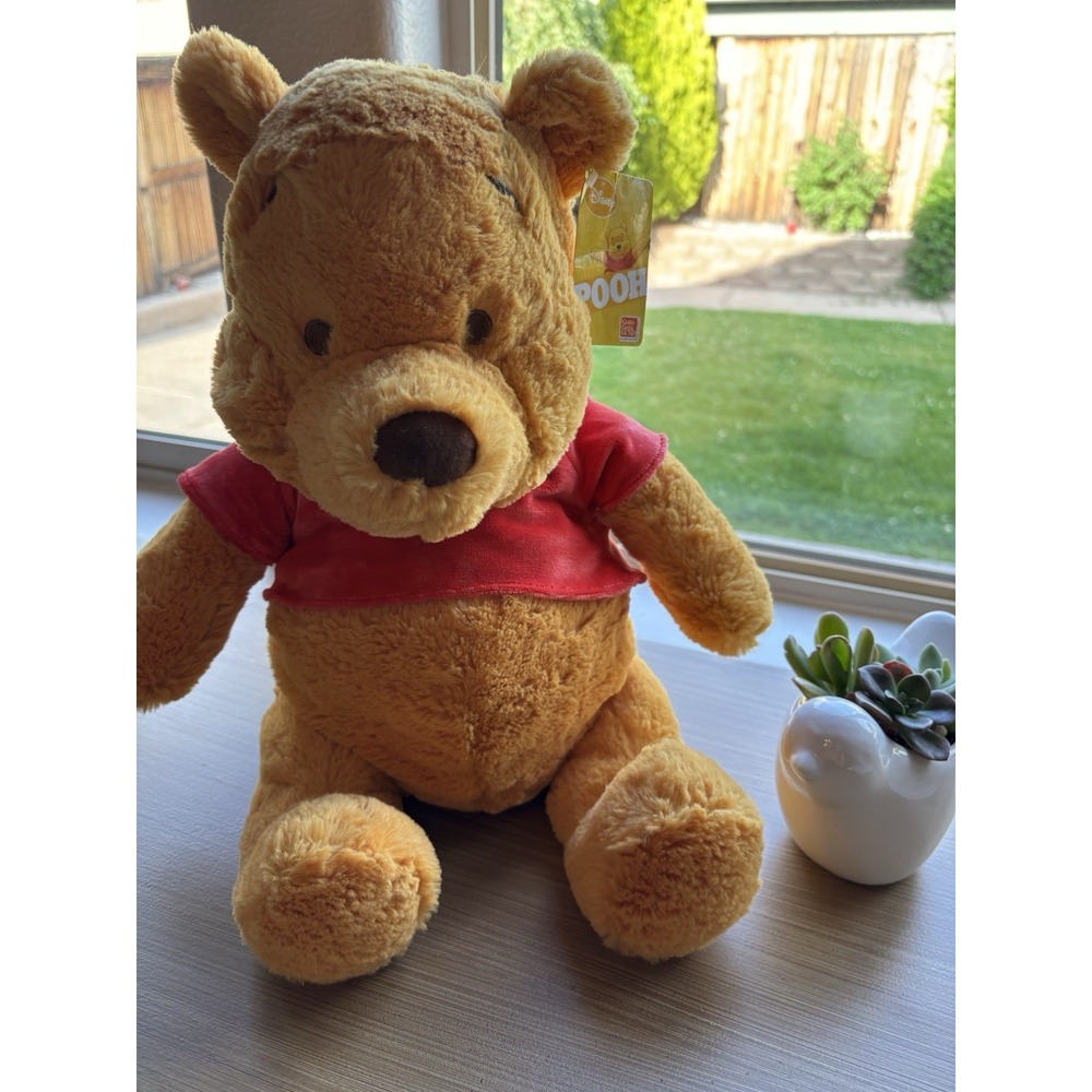 NWT Winnie The Pooh Plush Disney Classic Plush Sewn Eyes Red Velvet Shirt 13"